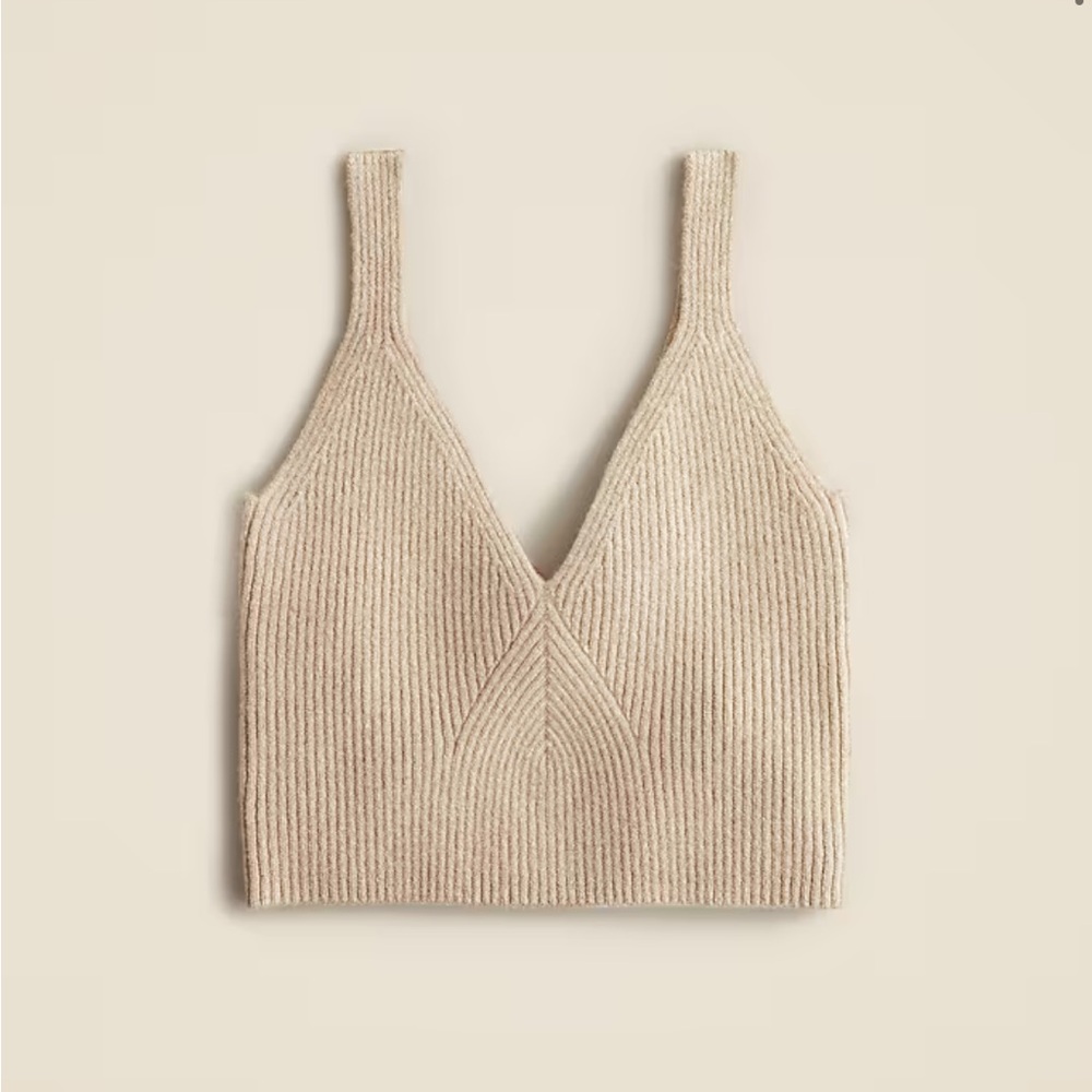 J. Crew Cashmere Tan Ribbed Crop Tank Top XS